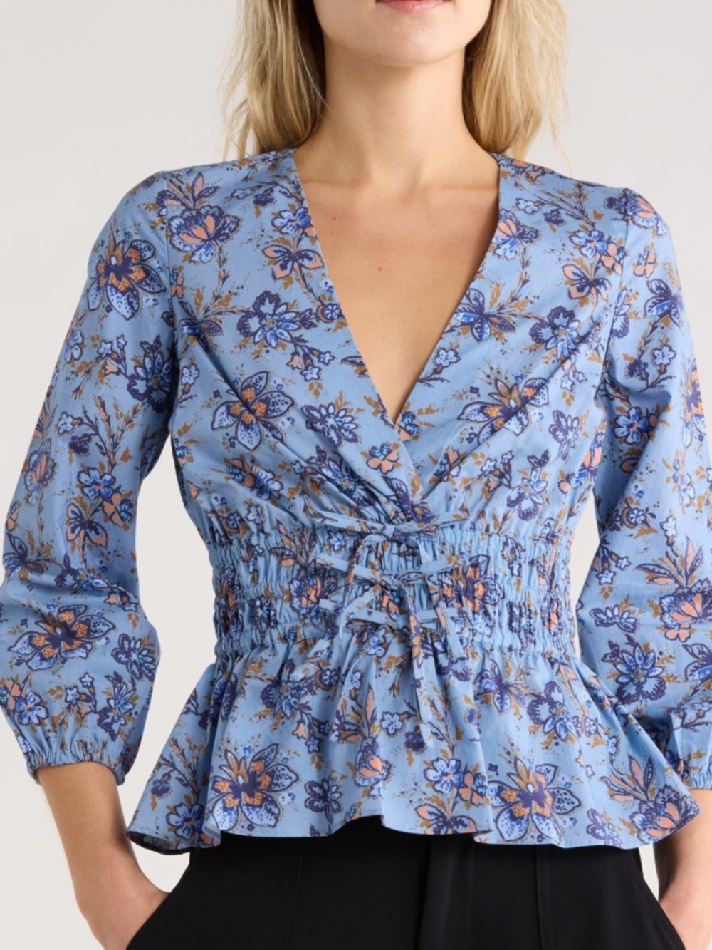 Derek Lam 10 Crosby Floral Peplum Blouse, size 4